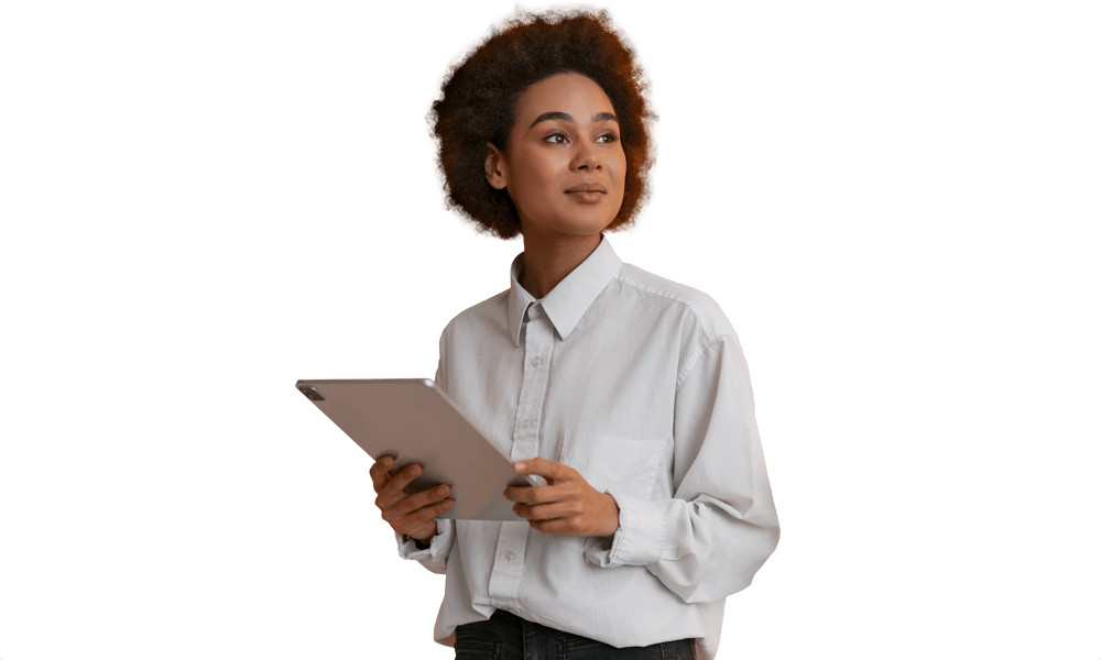 Young Woman Holding iPad