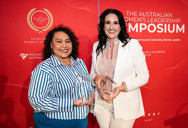 Karen Mundine and Rochelle Courtenay receiving their award