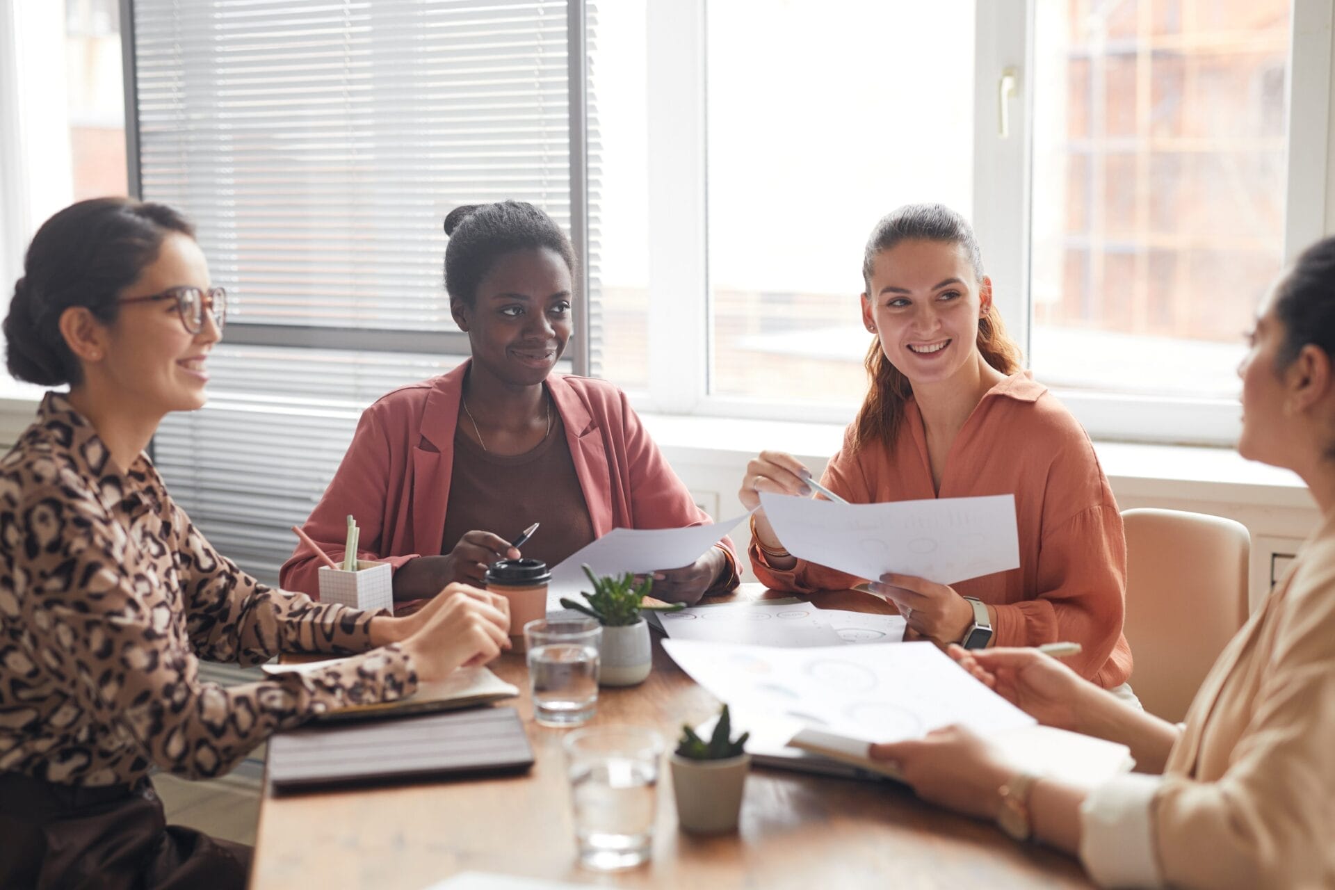Group of women working in information management