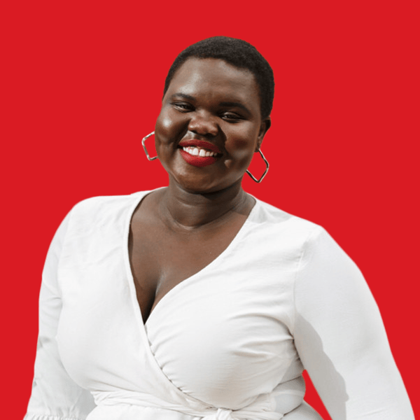 A headshot of Bedi Othow in a red background