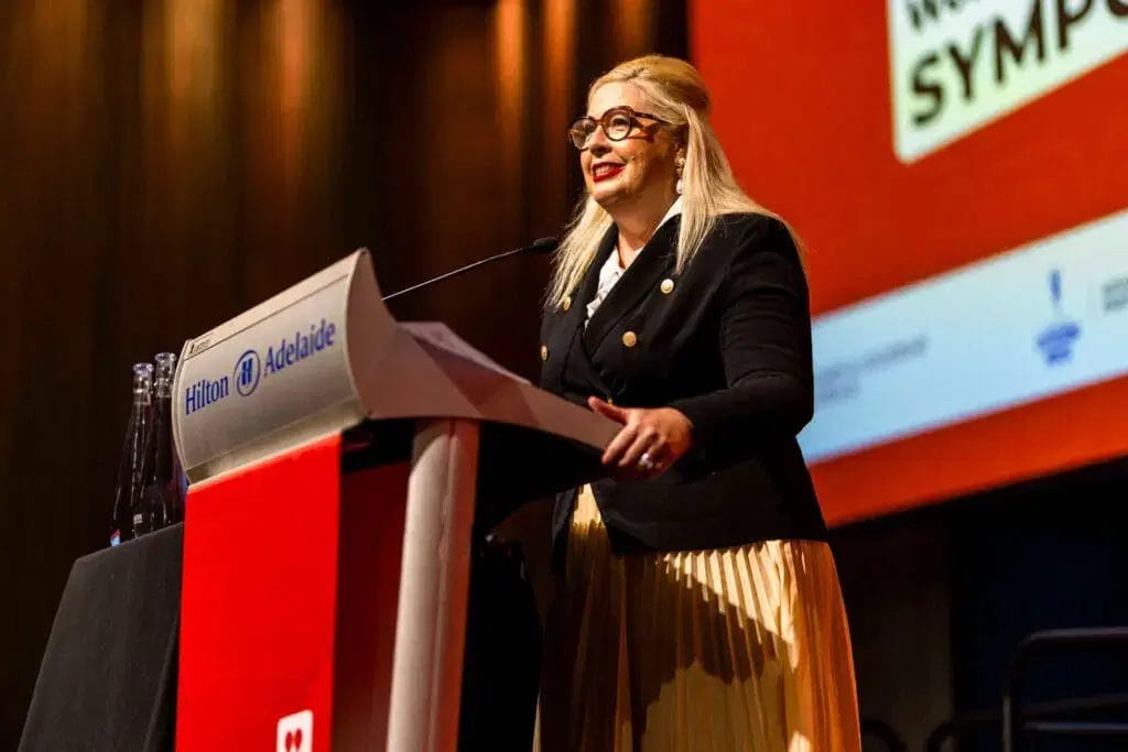 The Hon Katrine Hildyard MP speaking at the Australian Women's Leadership Symposium Adelaide