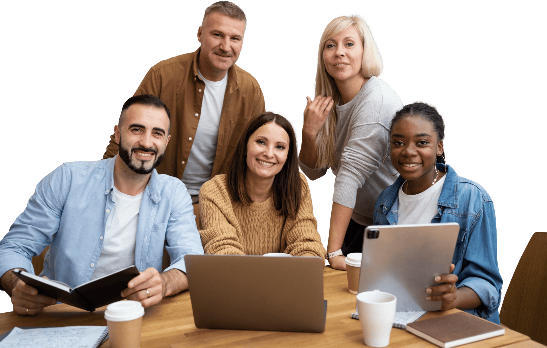 A group of people smiling at the camera